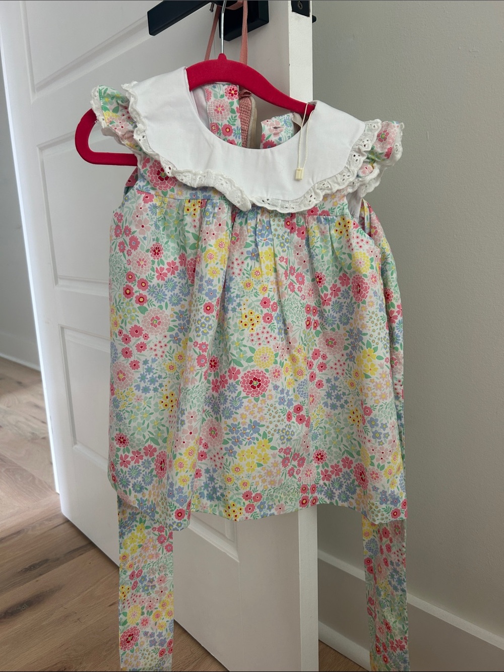 Floral Sundress with Peter Pan Collar - Pastel Multi